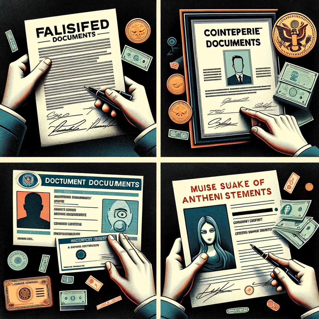 Types de fraude documentaire - Falsification, Contrefaçon, Documents de Complaisance, Utilisation Frauduleuse